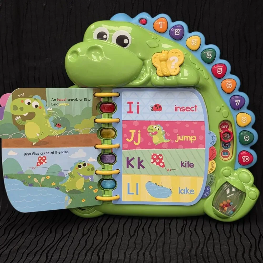 LeapFrog Dino’s Delightful Day Interactive Learning Book Alphabet Numbers Toy Te